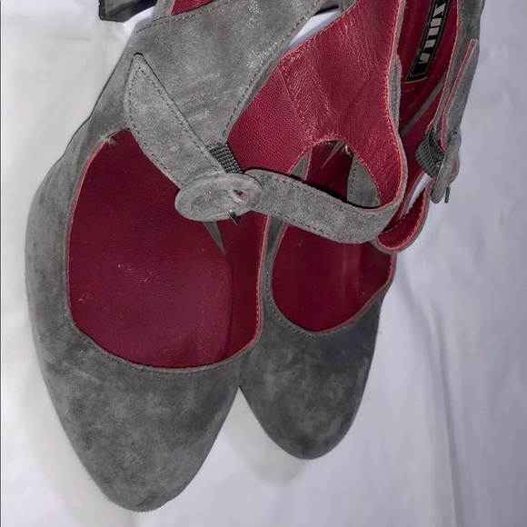 Lesilla High Heels AnkleStrap Sz7 Gray Suede - Picture 5 of 8